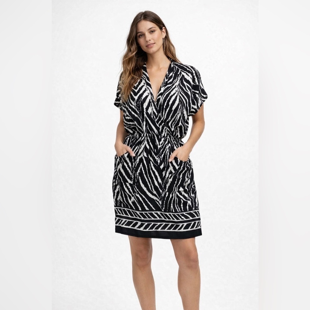 Corey p zebra print dress with deep pockets